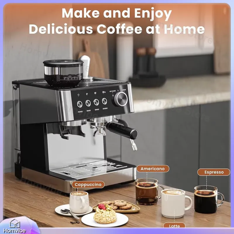 Home Bar And Coffee - ماكينة إسبريسو بقوة 20 بار مع