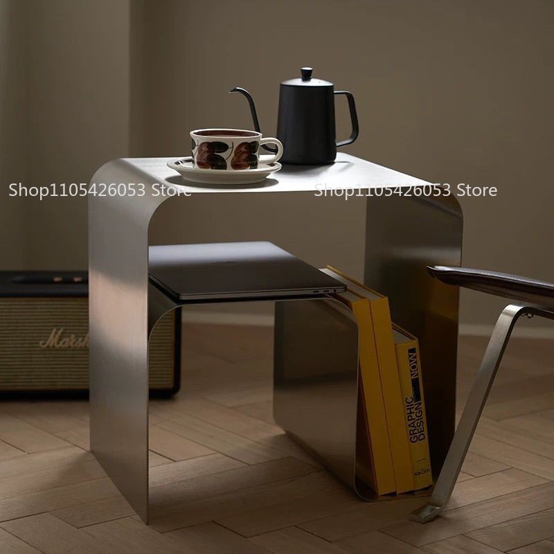 Home Bar Shelf - طاولة جانبية من الفولاذ المقاوم للصدأ