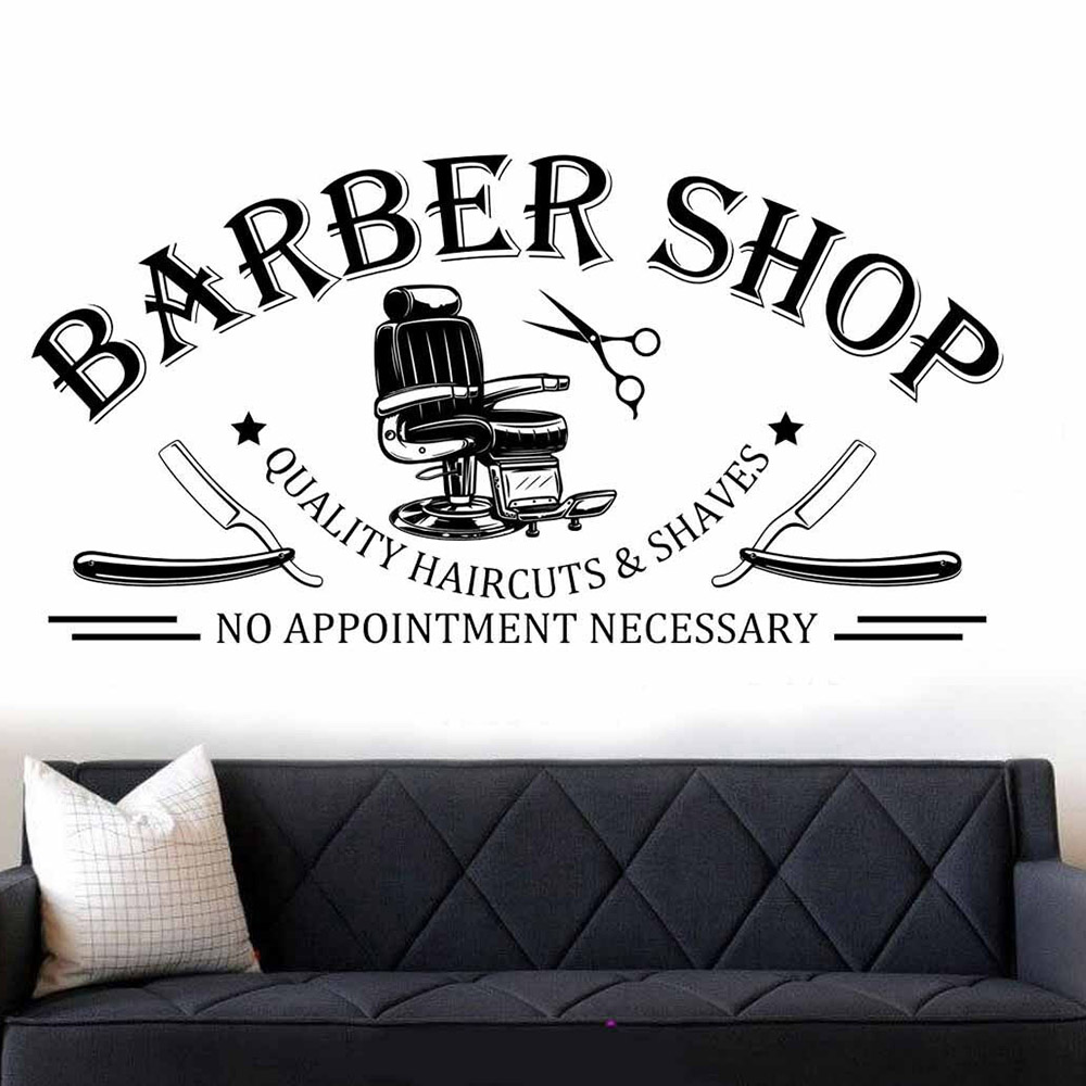 Home Barbershop - صالون حلاقة نافذة ملصق فنون جدارية