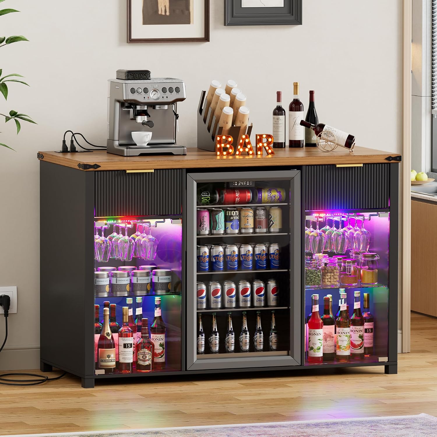 Home Bar And Fridge - خزانة بار قهوة بطول 53.1 بوصة