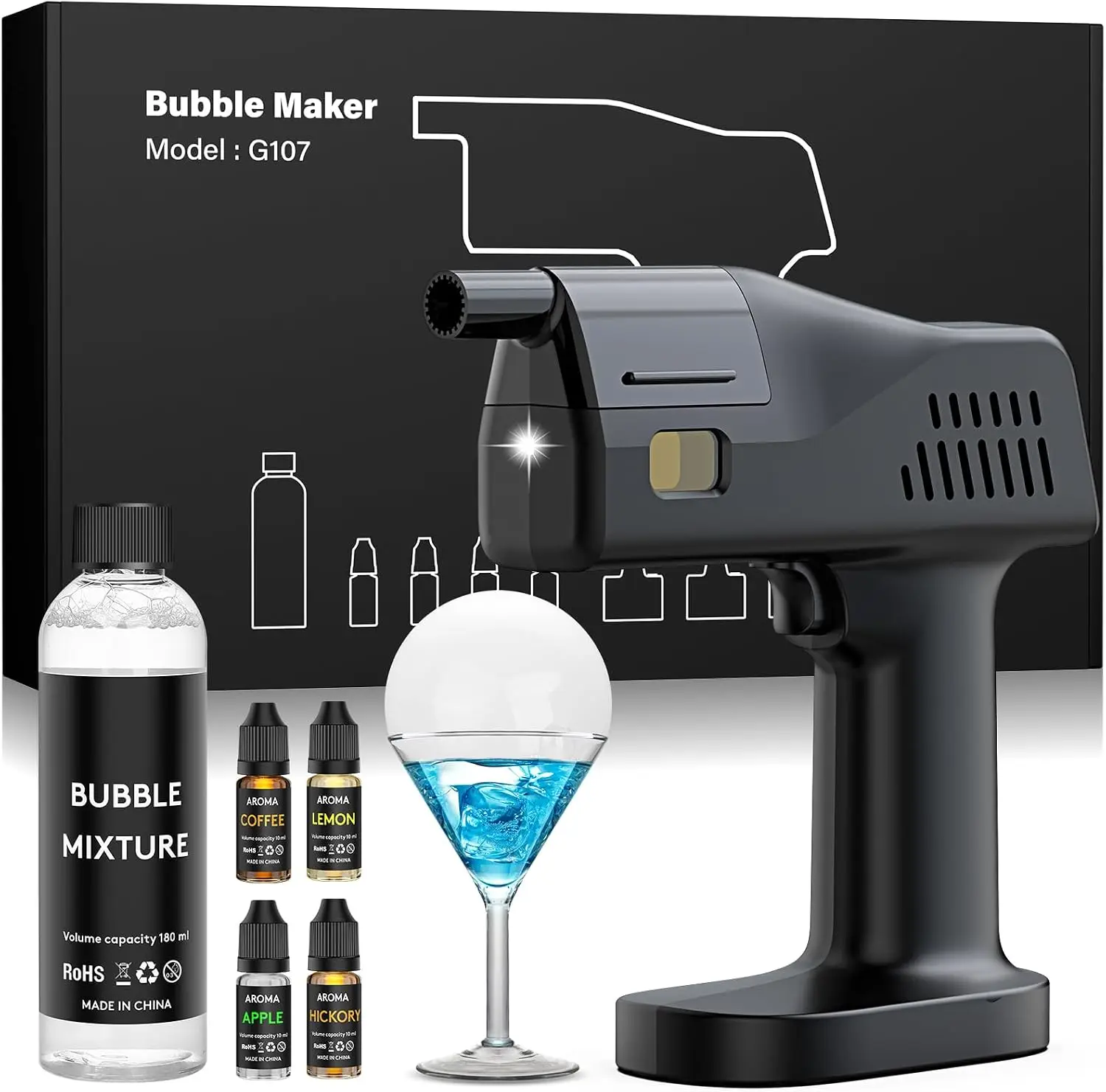 Smoking Gun Kit - مجموعة مسدس فقاعات الدخان الكهربائي للكوكتيلات