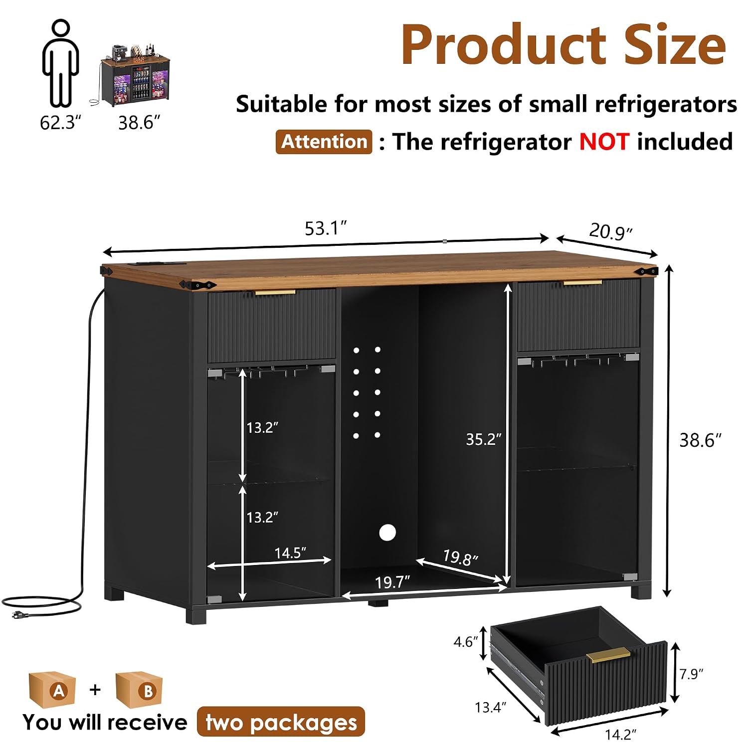 خزانة بار قهوة بطول 53.1 بوصة  - مراجعة Home Bar And Fridge وسعره